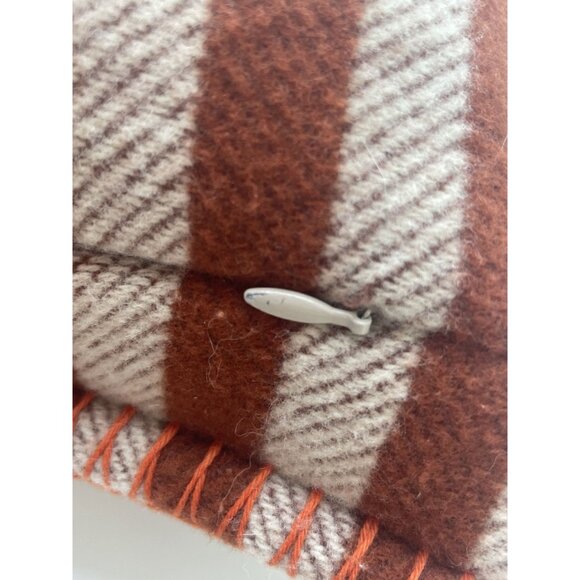 Hermès Orange & Brown Geometric Wool-Cashmere Pillow Cover 18"x18" Made In Italy - Picture 6 of 6